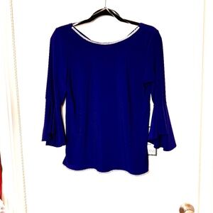 New MSK Illusion Bell Sleeve Rhinestone Embellished Top Size Medium Petite
